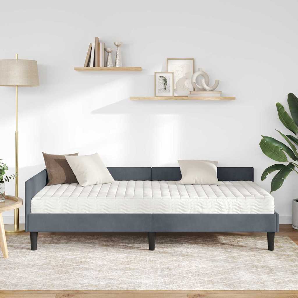 vidaXL Rama Łóżka Narożnego z Materacem Inny 2 pcs Szary Aksamit