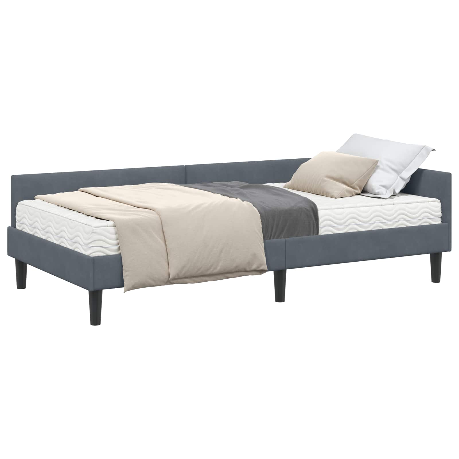 vidaXL Rama Łóżka Narożnego z Materacem Inny 2 pcs Szary Aksamit