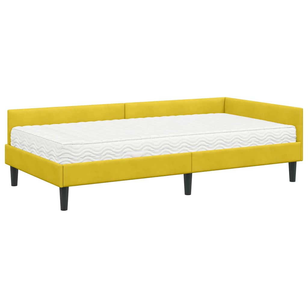 vidaXL Rama Łóżka Narożnego z Materacem Inny 2 pcs Żółty Aksamit
