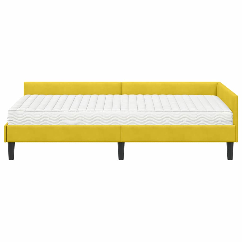 vidaXL Rama Łóżka Narożnego z Materacem Inny 2 pcs Żółty Aksamit
