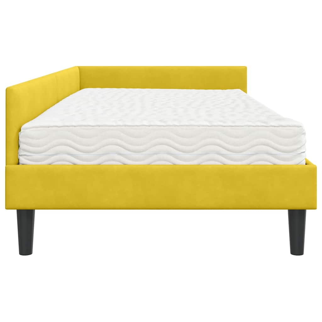 vidaXL Rama Łóżka Narożnego z Materacem Inny 2 pcs Żółty Aksamit