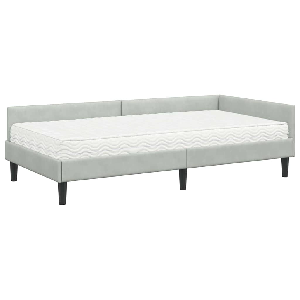 vidaXL Rama Łóżka Narożnego z Materacem Inny 2 pcs Jasnoszary Aksamit