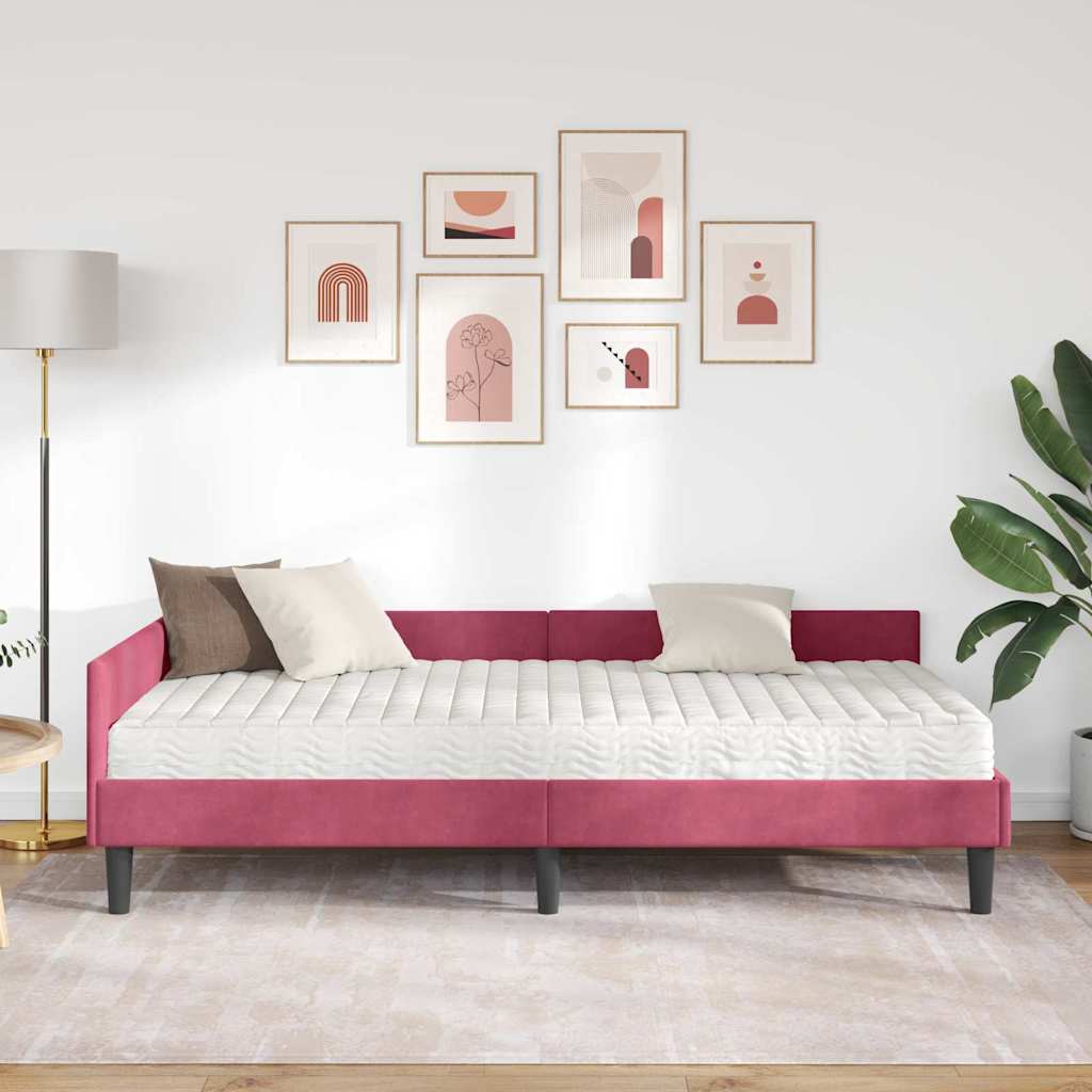vidaXL Rama Łóżka Narożnego z Materacem Inny 2 pcs Zielony Aksamit