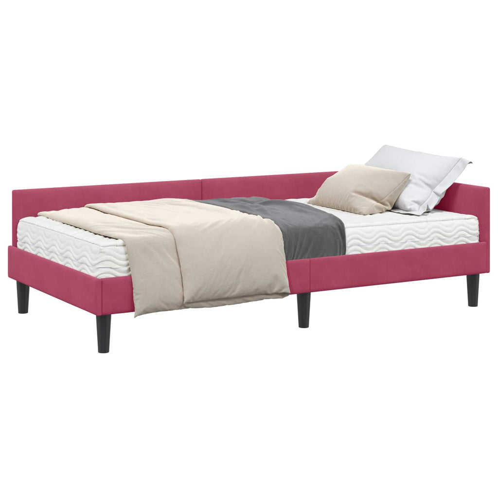 vidaXL Rama Łóżka Narożnego z Materacem Inny 2 pcs Zielony Aksamit
