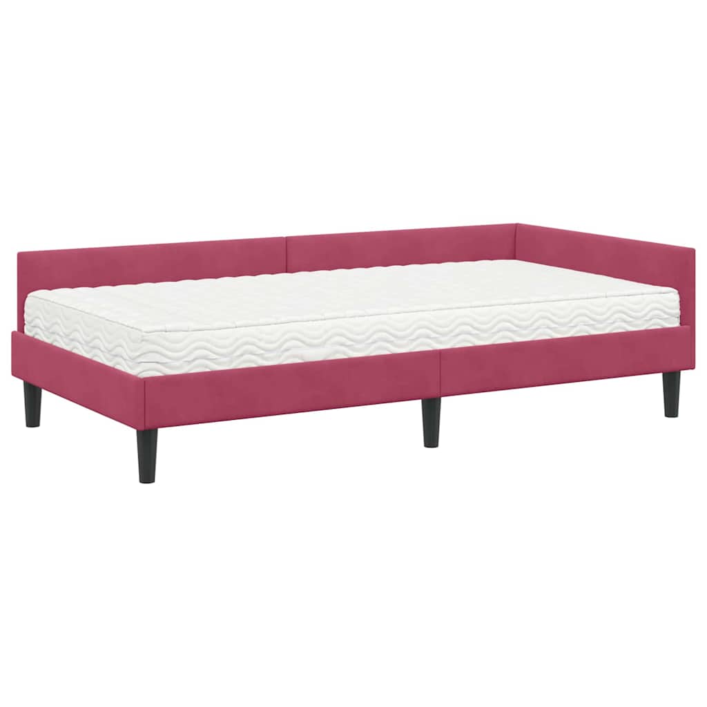 vidaXL Rama Łóżka Narożnego z Materacem Inny 2 pcs Zielony Aksamit