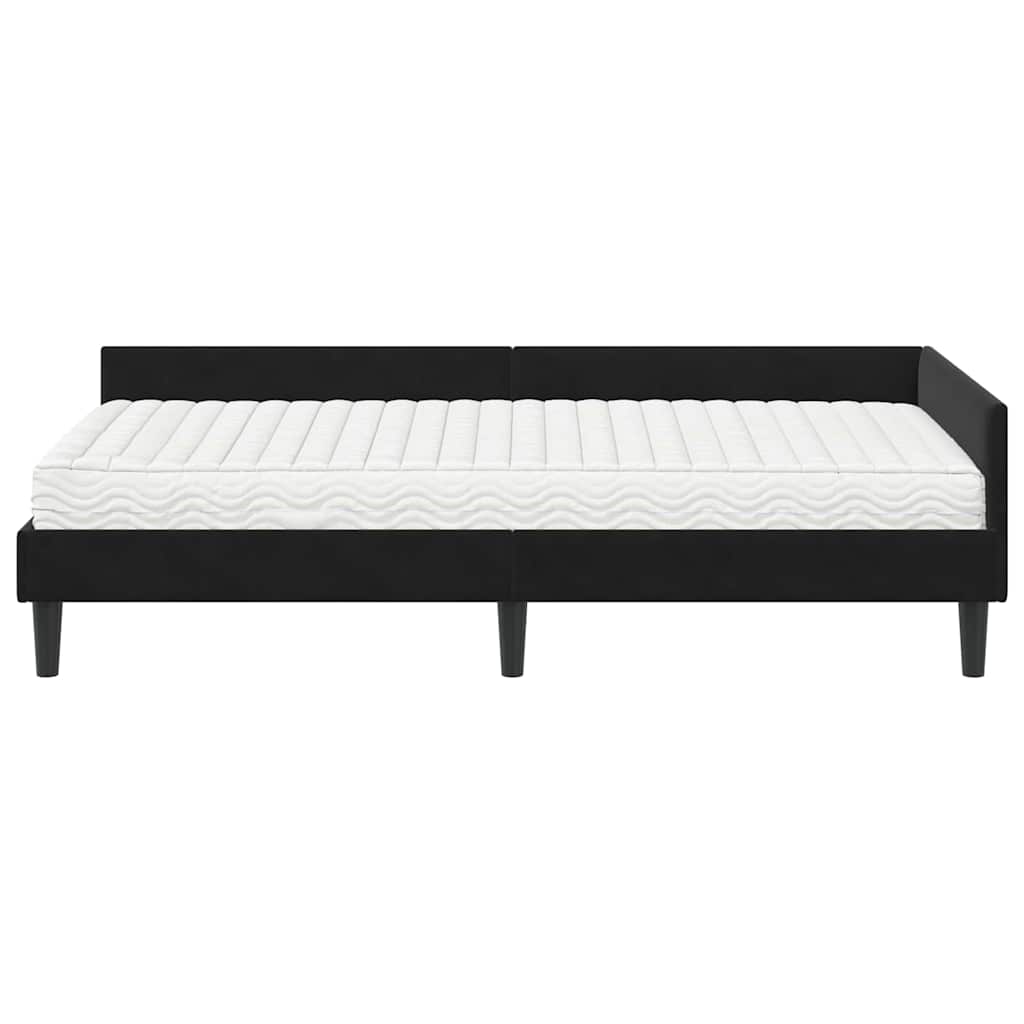 vidaXL Rama Łóżka Narożnego z Materacem Inny 2 pcs Czarny Aksamit