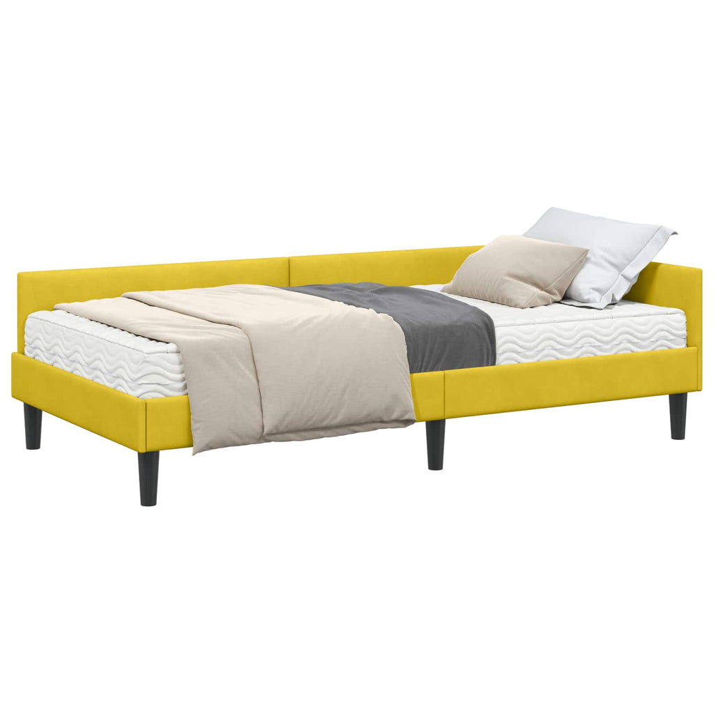 vidaXL Rama Łóżka Narożnego z Materacem Inny 2 pcs Żółty Aksamit