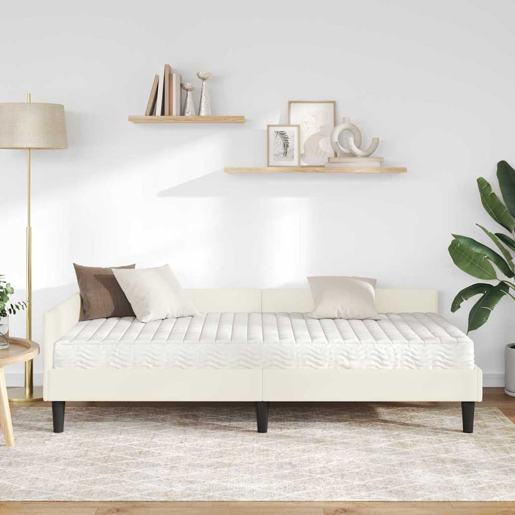 vidaXL Rama Łóżka Narożnego z Materacem Inny 2 pcs Kremowy Aksamit