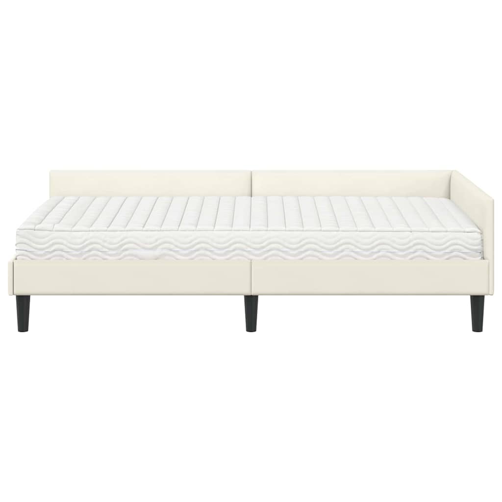 vidaXL Rama Łóżka Narożnego z Materacem Inny 2 pcs Kremowy Aksamit