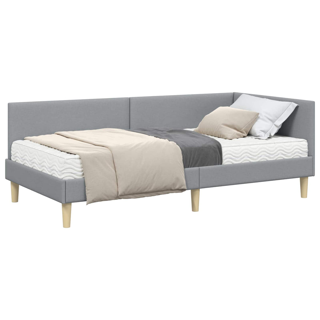 vidaXL Rama Łóżka Narożnego z Materacem Inny 2 pcs Jasnoszary tkanina