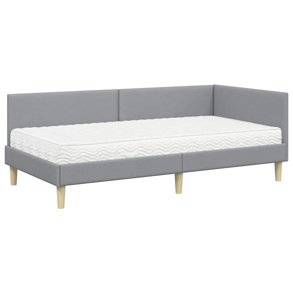vidaXL Rama Łóżka Narożnego z Materacem Inny 2 pcs Jasnoszary tkanina