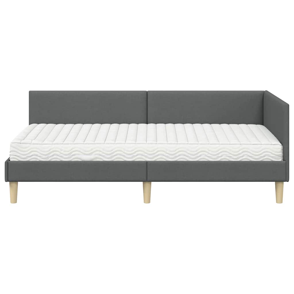 vidaXL Rama Łóżka Narożnego z Materacem Inny 2 pcs Szary tkanina