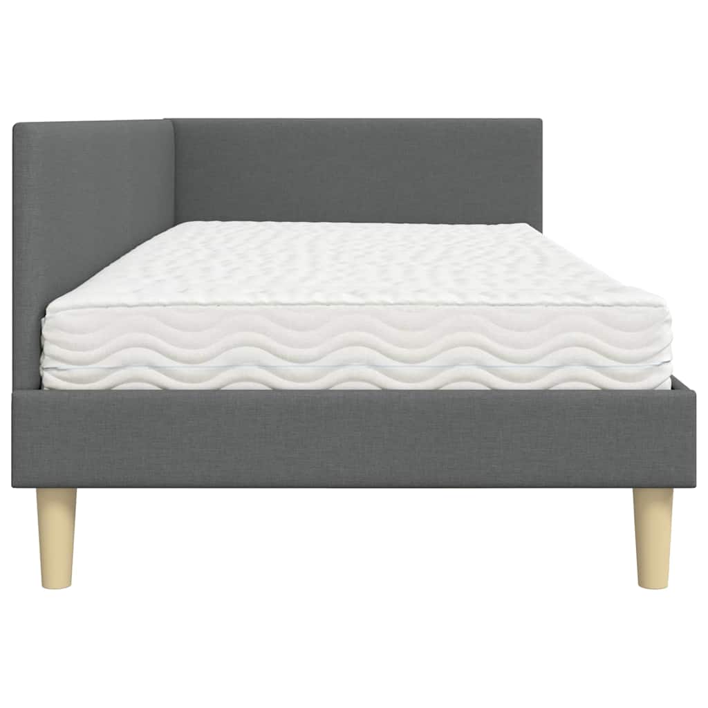 vidaXL Rama Łóżka Narożnego z Materacem Inny 2 pcs Szary tkanina