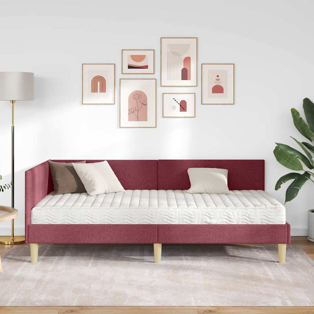 vidaXL Rama Łóżka Narożnego z Materacem Inny 2 pcs Szary tkanina