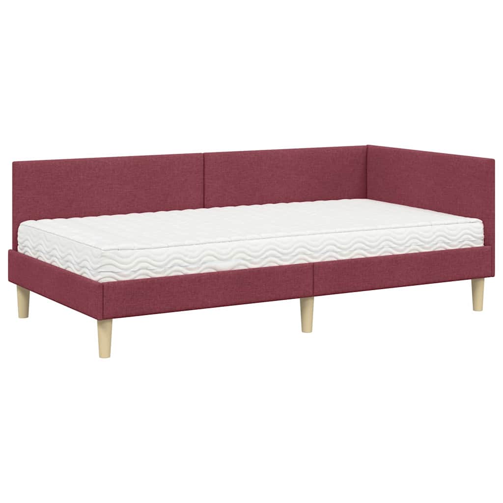 vidaXL Rama Łóżka Narożnego z Materacem Inny 2 pcs Szary tkanina