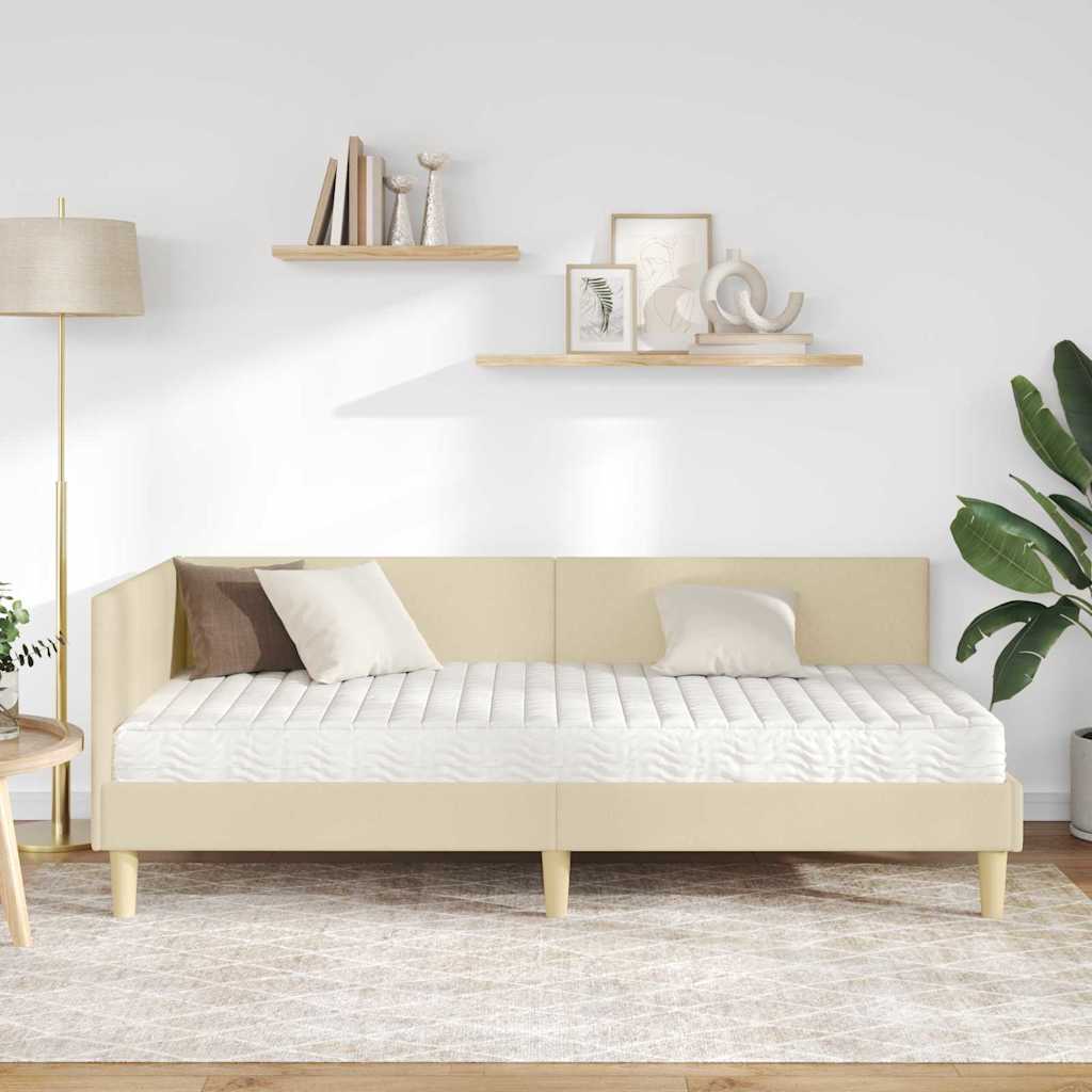 vidaXL Rama Łóżka Narożnego z Materacem Inny 2 pcs Kremowy tkanina