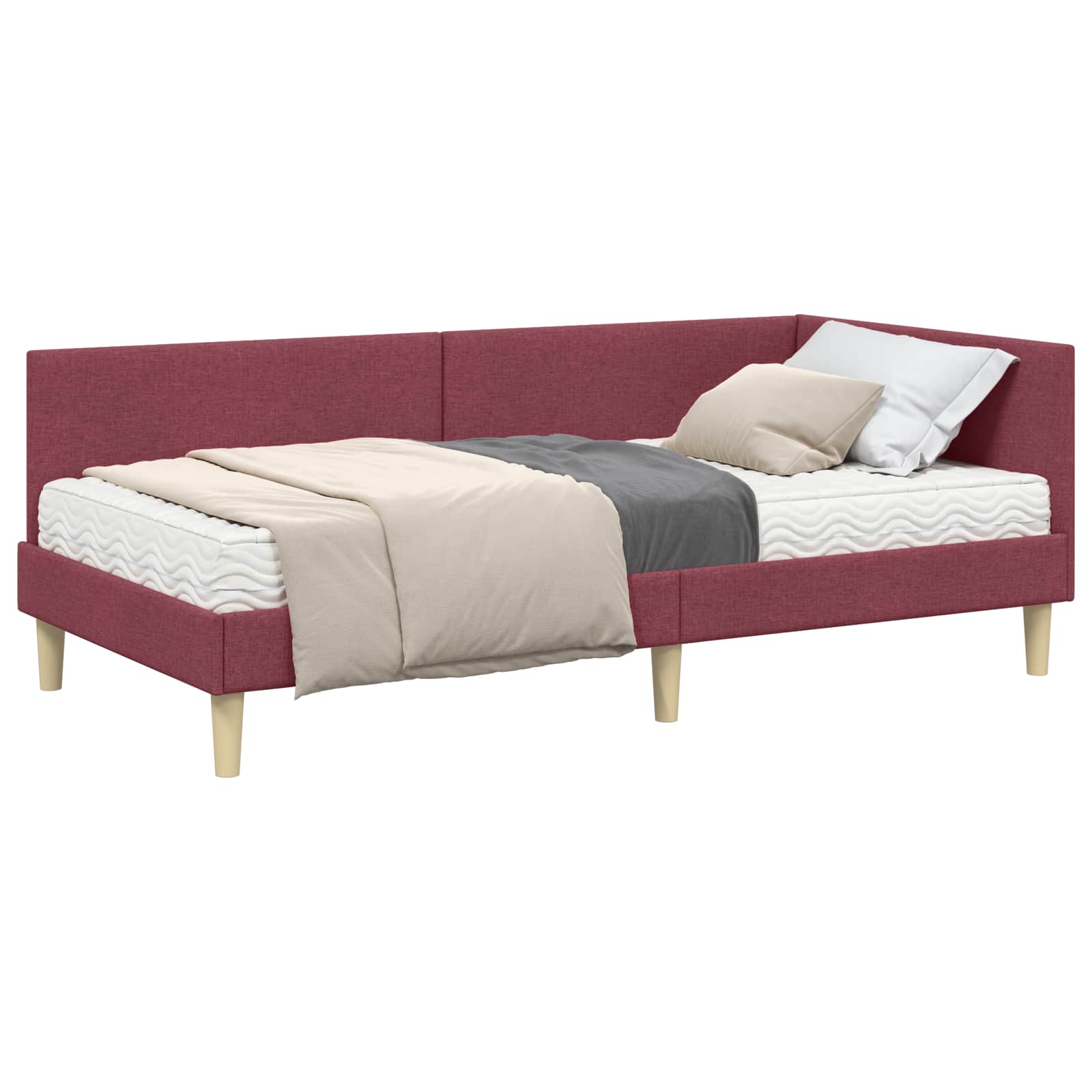 vidaXL Rama Łóżka Narożnego z Materacem Inny 2 pcs Szary tkanina