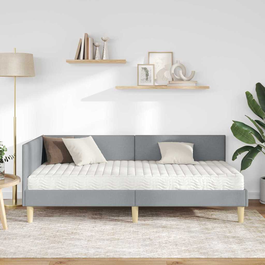 vidaXL Rama Łóżka Narożnego z Materacem Inny 2 pcs Jasnoszary tkanina