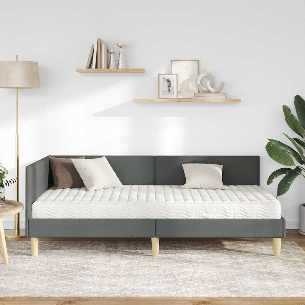 vidaXL Rama Łóżka Narożnego z Materacem Inny 2 pcs Szary tkanina