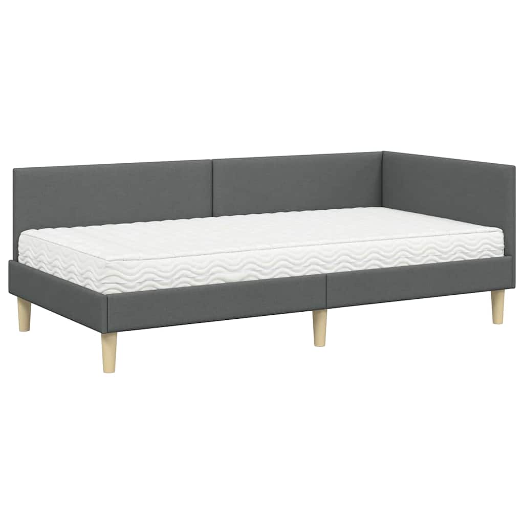 vidaXL Rama Łóżka Narożnego z Materacem Inny 2 pcs Szary tkanina