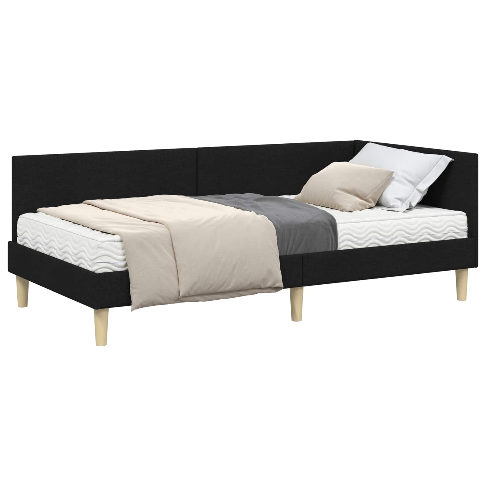 vidaXL Rama Łóżka Narożnego z Materacem Inny 2 pcs Zielony tkanina