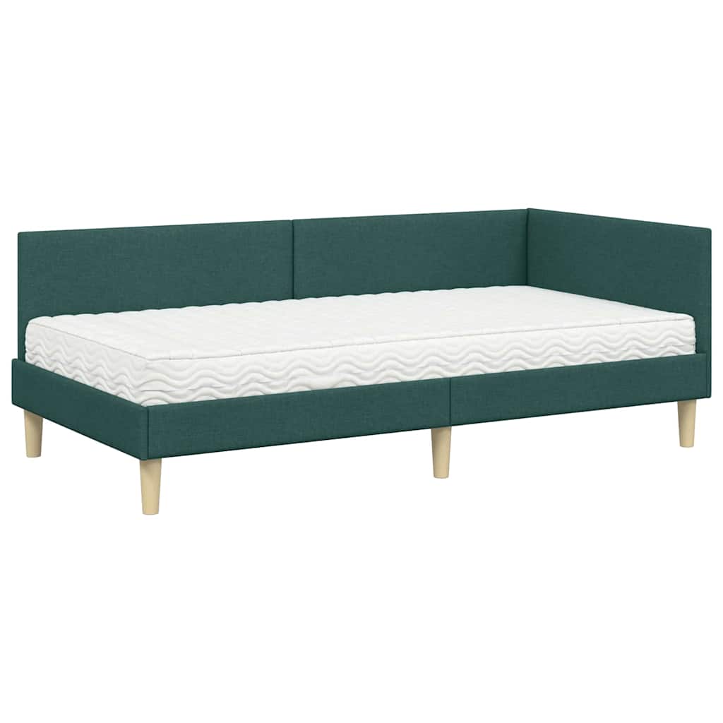 vidaXL Rama Łóżka Narożnego z Materacem Inny 2 pcs Zielony tkanina