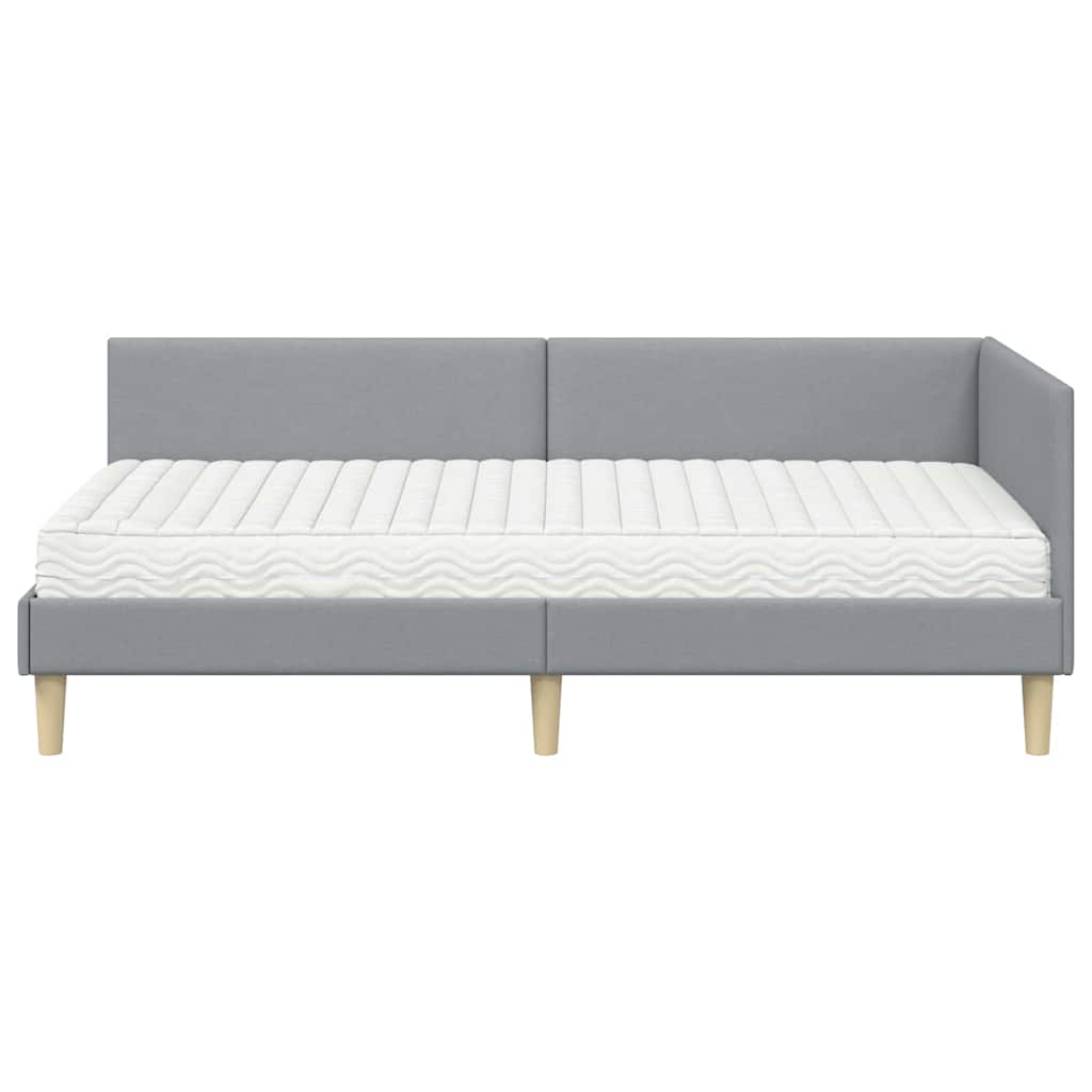 vidaXL Rama Łóżka Narożnego z Materacem Inny 2 pcs Jasnoszary tkanina