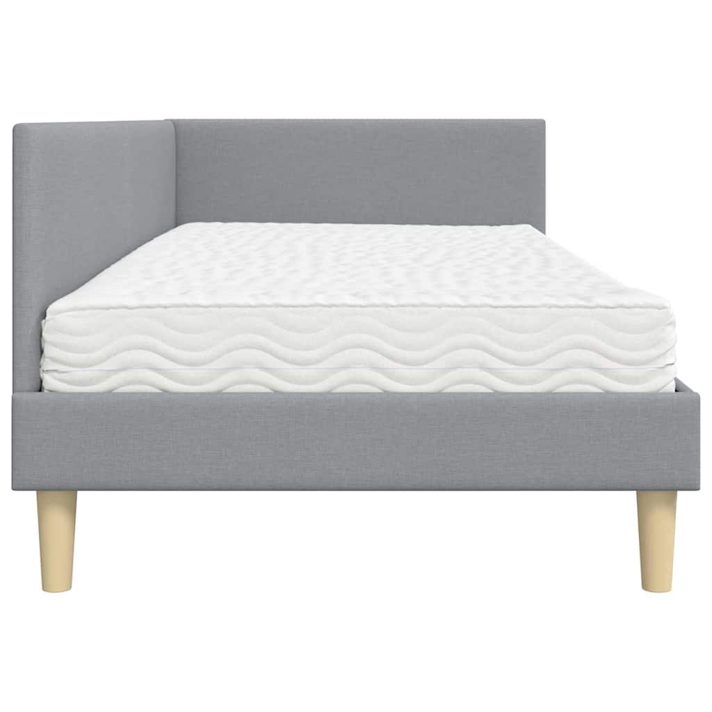 vidaXL Rama Łóżka Narożnego z Materacem Inny 2 pcs Jasnoszary tkanina
