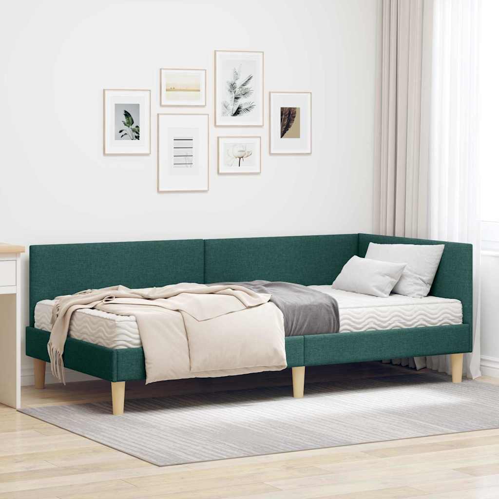 vidaXL Rama Łóżka Narożnego z Materacem Inny 2 pcs Zielony tkanina