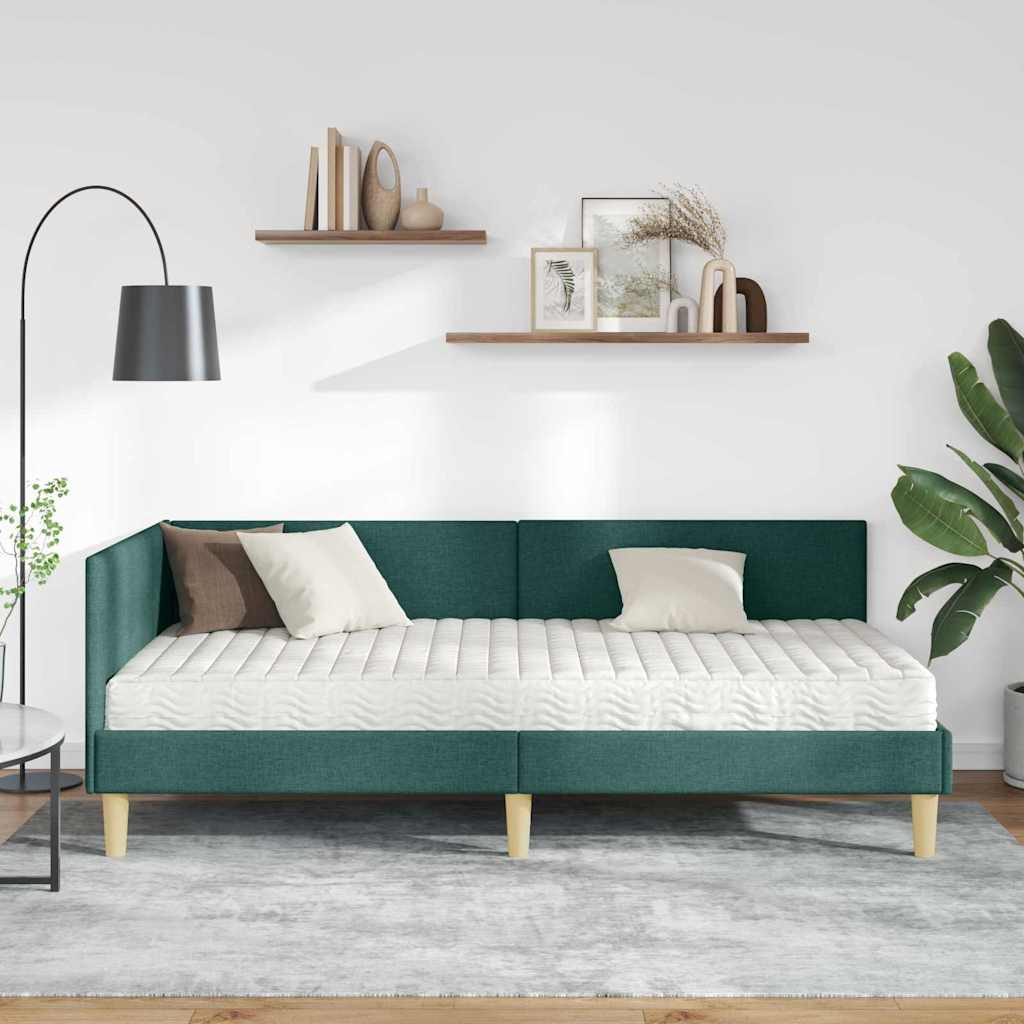 vidaXL Rama Łóżka Narożnego z Materacem Inny 2 pcs Zielony tkanina