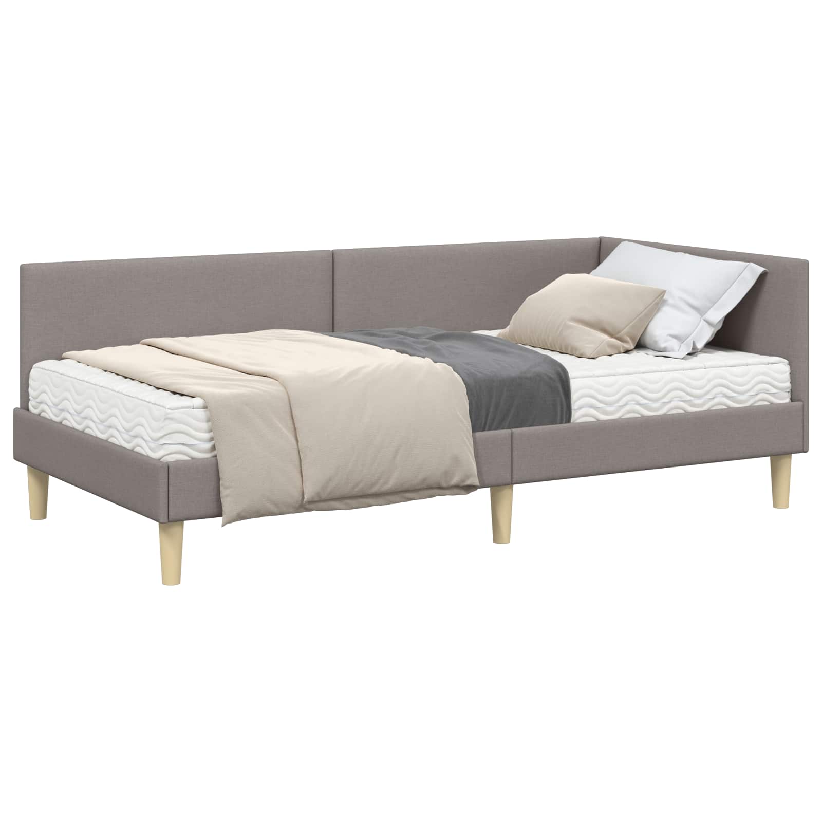 vidaXL Rama Łóżka Narożnego z Materacem Inny 2 pcs Ciemnoszary tkanina