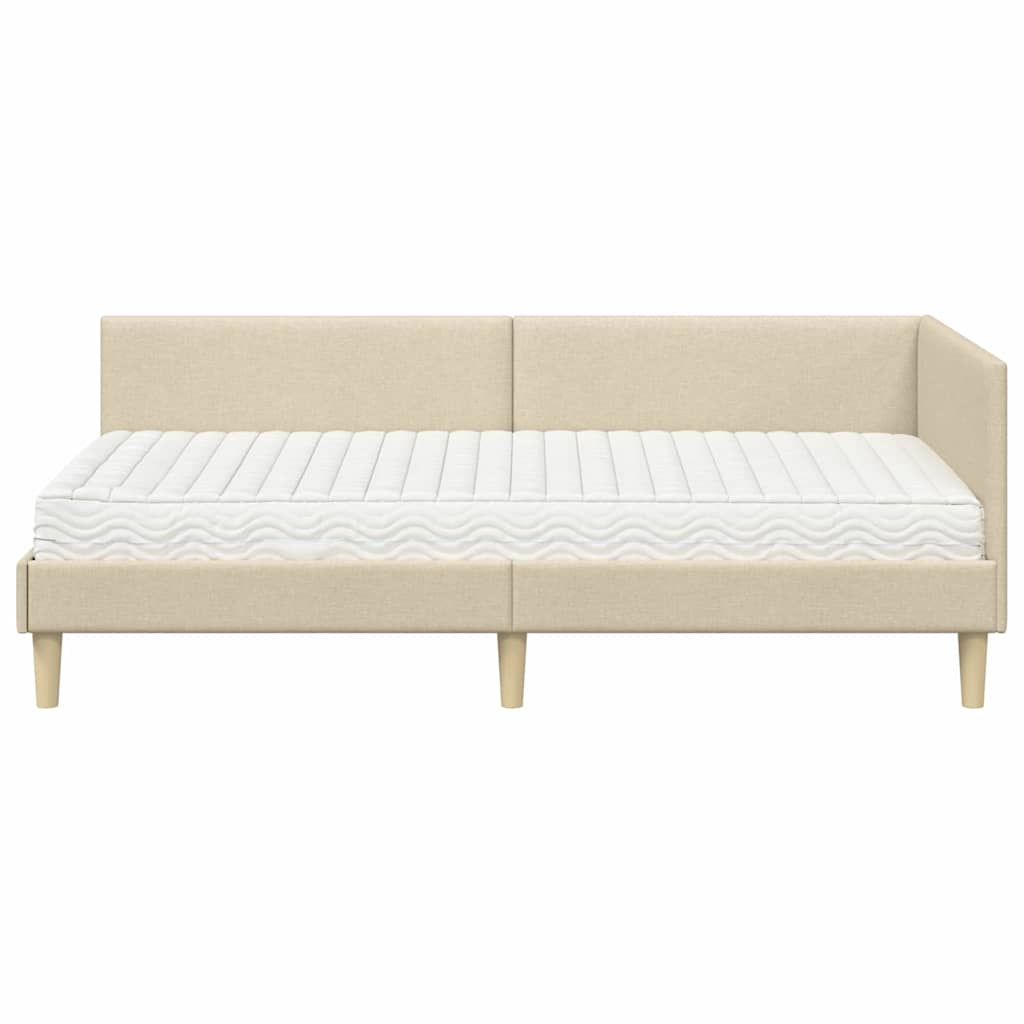 vidaXL Rama Łóżka Narożnego z Materacem Inny 2 pcs Kremowy tkanina
