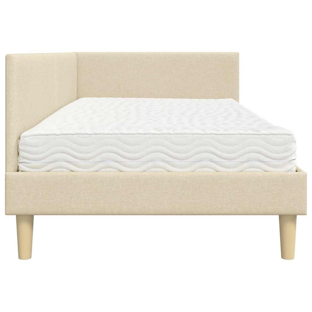 vidaXL Rama Łóżka Narożnego z Materacem Inny 2 pcs Kremowy tkanina