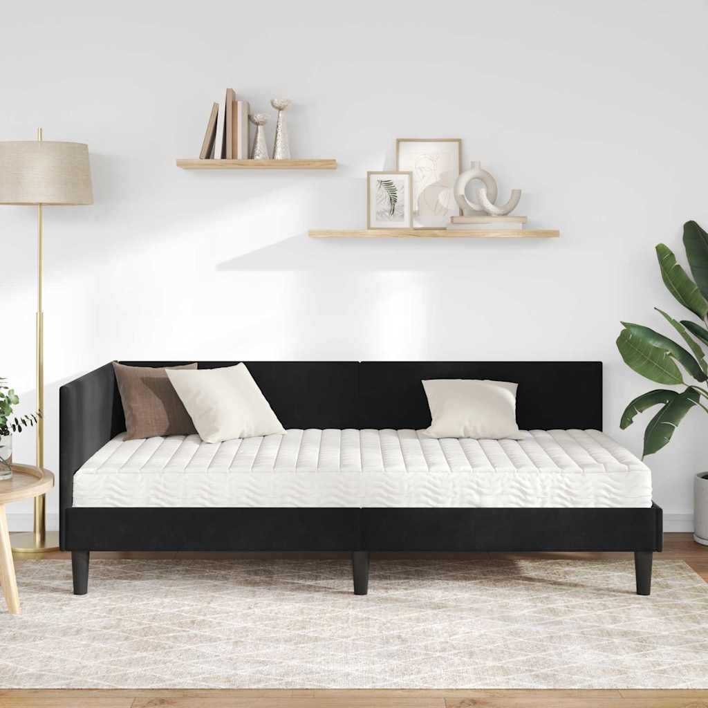 vidaXL Rama Łóżka Narożnego z Materacem Inny 2 pcs Czarny Aksamit