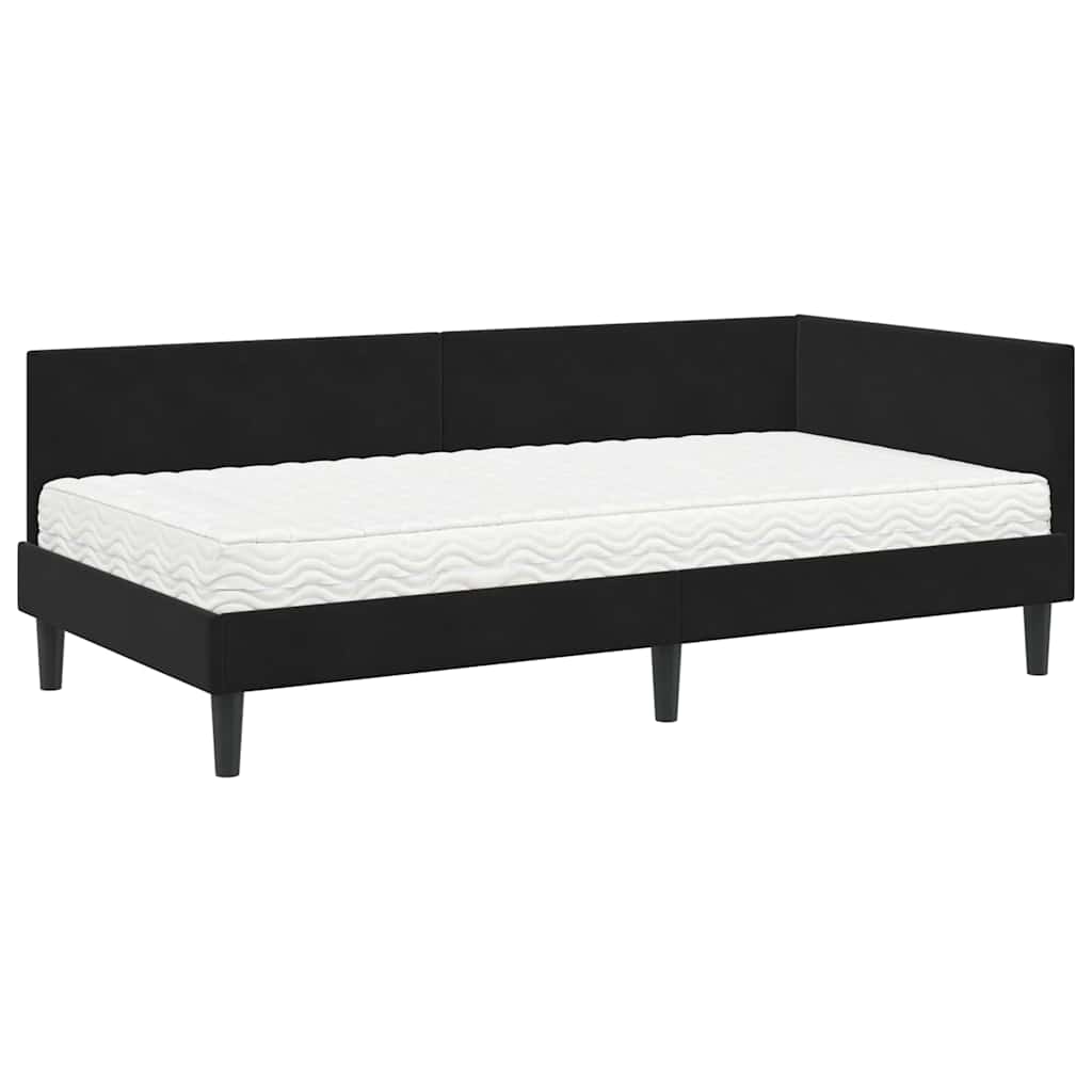 vidaXL Rama Łóżka Narożnego z Materacem Inny 2 pcs Czarny Aksamit