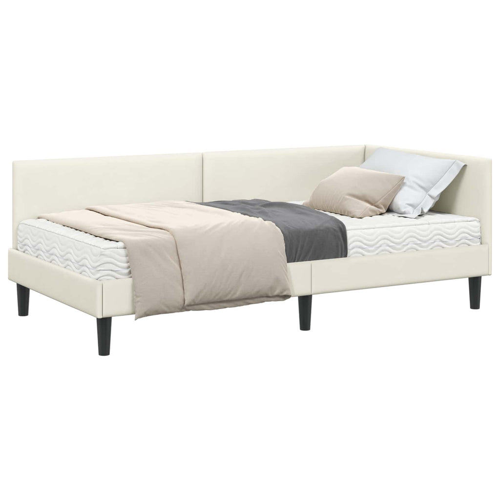 vidaXL Rama Łóżka Narożnego z Materacem Inny 2 pcs Kremowy Aksamit