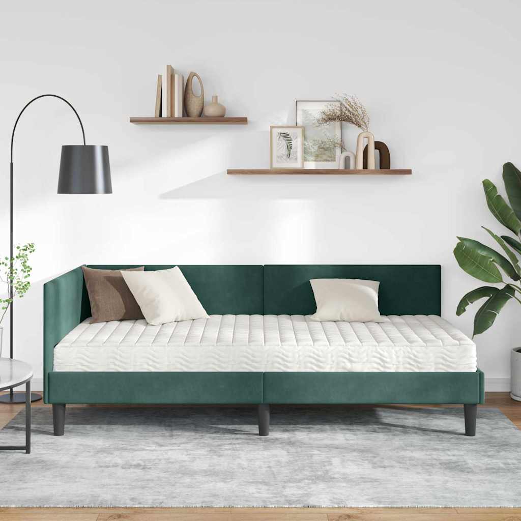 vidaXL Rama Łóżka Narożnego z Materacem Inny 2 pcs Zielony Aksamit
