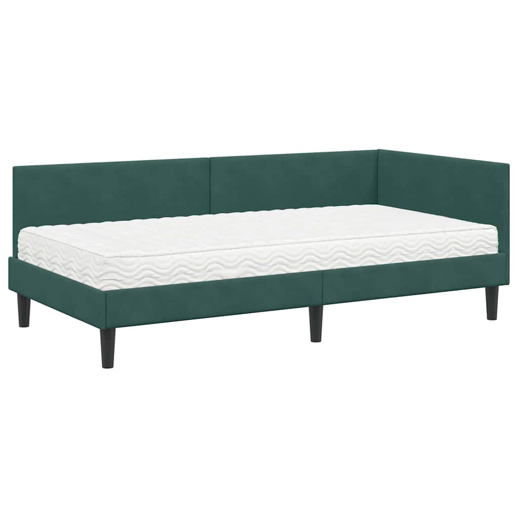 vidaXL Rama Łóżka Narożnego z Materacem Inny 2 pcs Zielony Aksamit