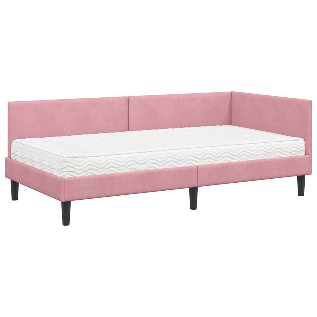 vidaXL Rama Łóżka Narożnego z Materacem Inny 2 pcs Szary Aksamit