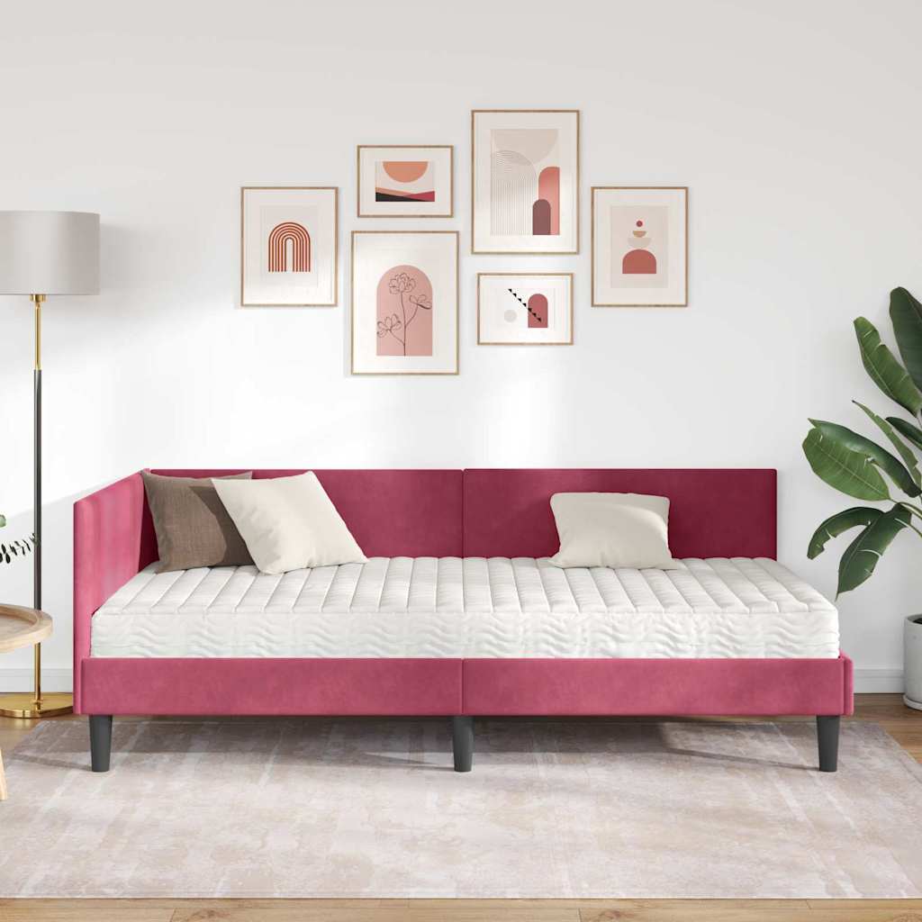 vidaXL Rama Łóżka Narożnego z Materacem Inny 2 pcs Zielony Aksamit