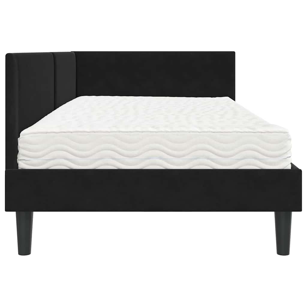 vidaXL Rama Łóżka Narożnego z Materacem Inny 2 pcs Czarny Aksamit