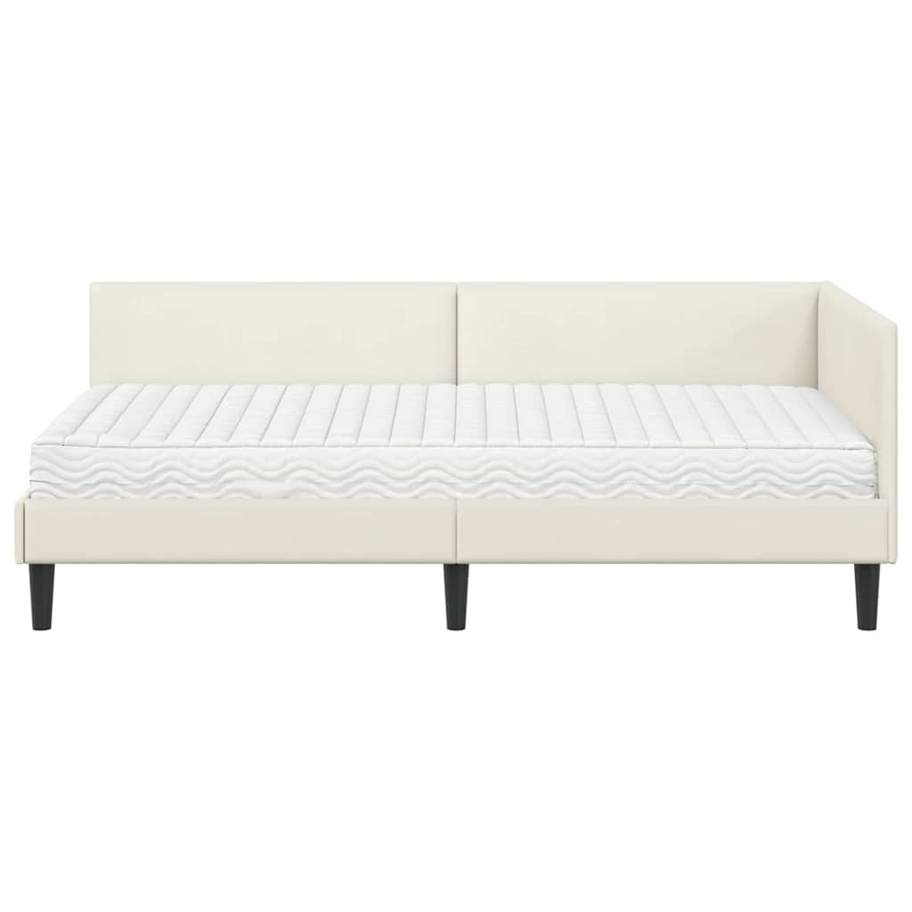 vidaXL Rama Łóżka Narożnego z Materacem Inny 2 pcs Kremowy Aksamit