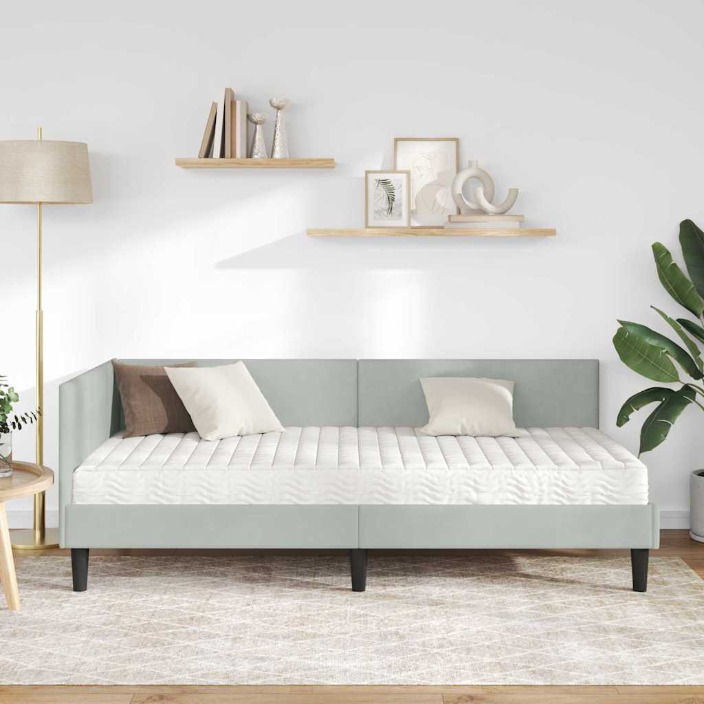 vidaXL Rama Łóżka Narożnego z Materacem Inny 2 pcs Jasnoszary Aksamit