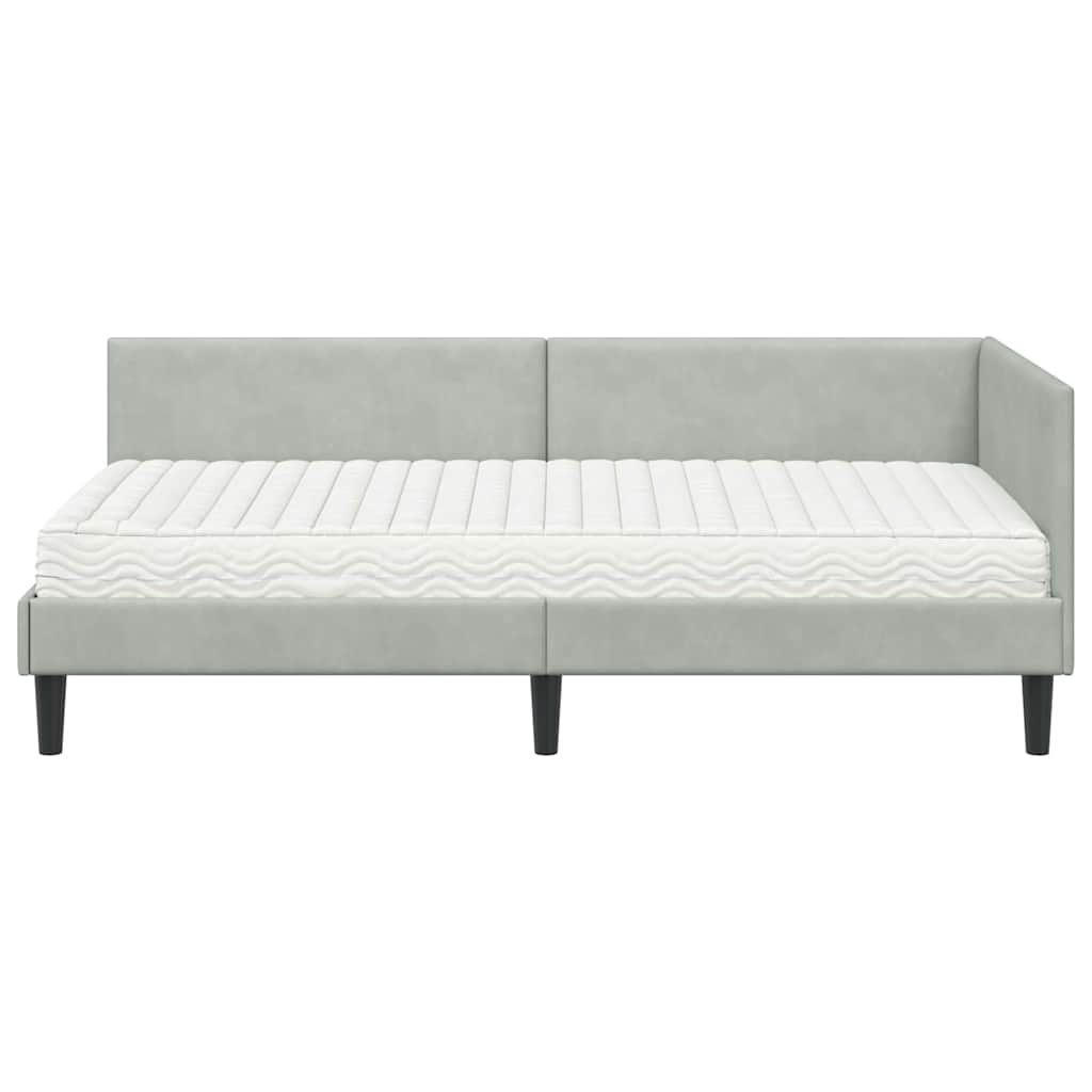 vidaXL Rama Łóżka Narożnego z Materacem Inny 2 pcs Jasnoszary Aksamit