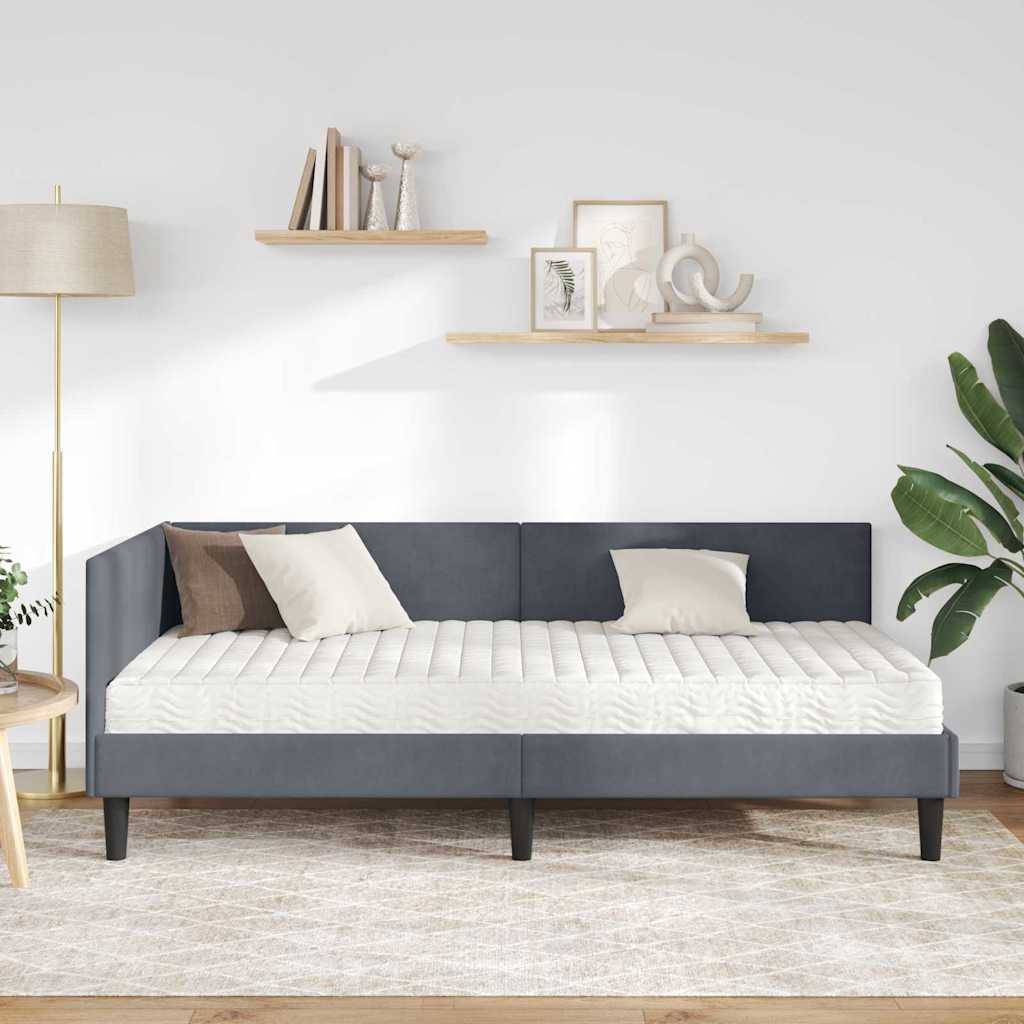 vidaXL Rama Łóżka Narożnego z Materacem Inny 2 pcs Szary Aksamit