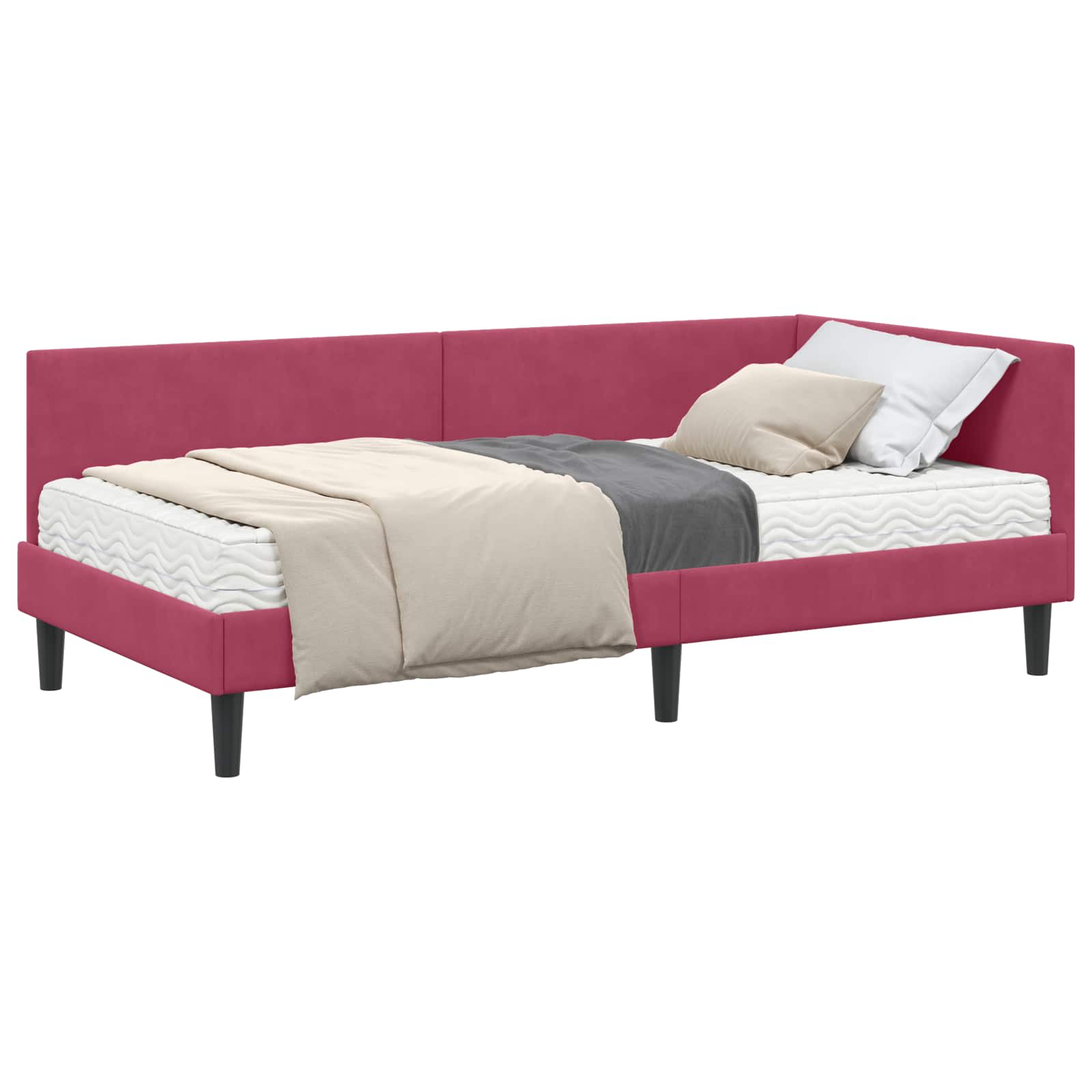 vidaXL Rama Łóżka Narożnego z Materacem Inny 2 pcs Zielony Aksamit