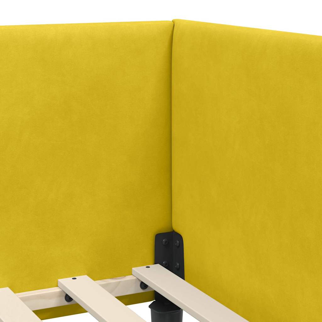 vidaXL Rama Łóżka Narożnego z Materacem Inny 2 pcs Żółty Aksamit