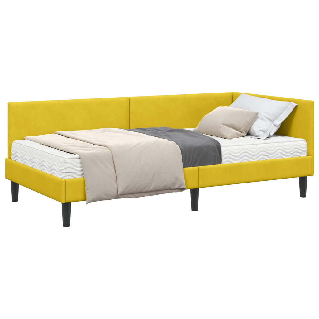 vidaXL Rama Łóżka Narożnego z Materacem Inny 2 pcs Żółty Aksamit