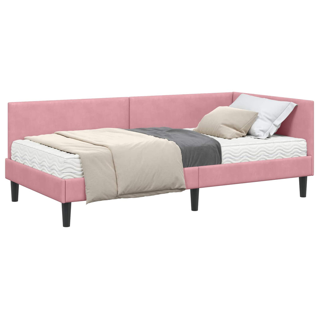 vidaXL Rama Łóżka Narożnego z Materacem Inny 2 pcs Szary Aksamit
