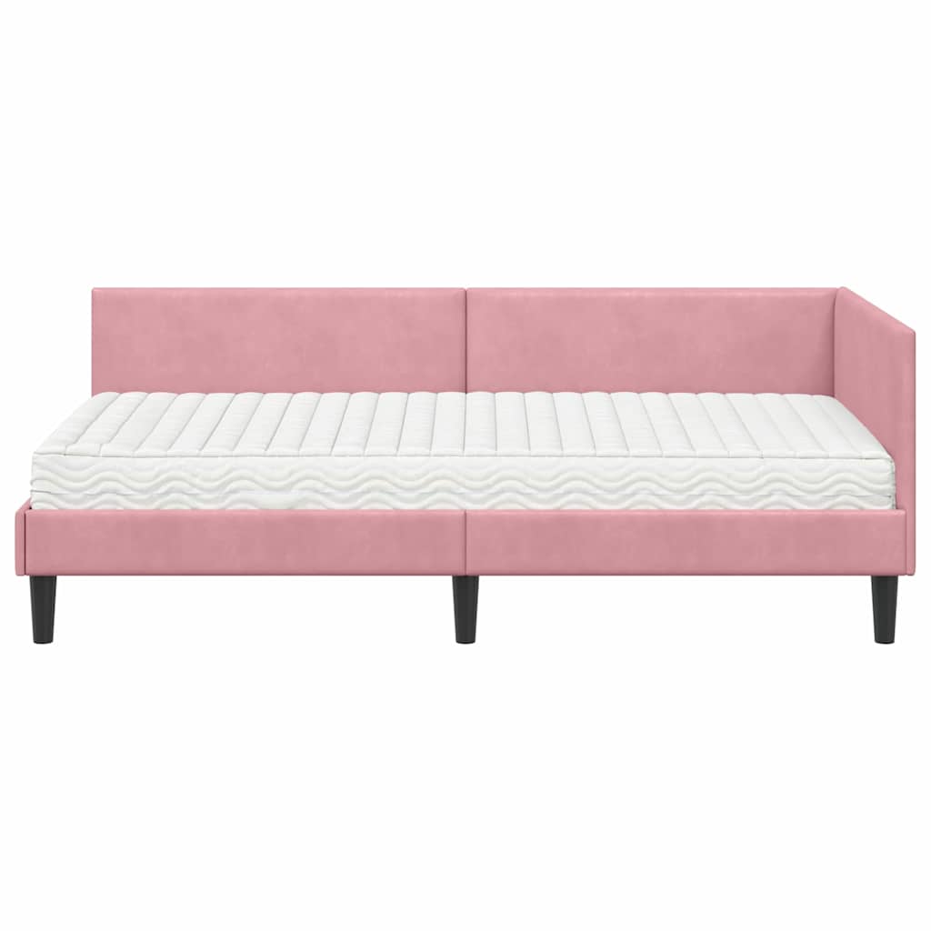 vidaXL Rama Łóżka Narożnego z Materacem Inny 2 pcs Szary Aksamit